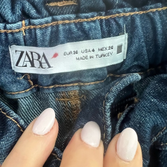 Zara Women's Blue high waisted paperbag Jeans - Picture 8 of 12